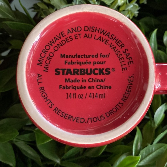 Starbucks Coffee Red Handled 14oz Mug with White Starbucks Written Branding - Picture 12 of 16